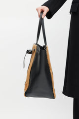 Celine Black & Brown Fur Cabas Tote