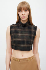 Celine Black & Brown Gingham Top