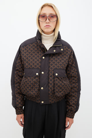 Celine Black & Brown Monogram Puffer Jacket