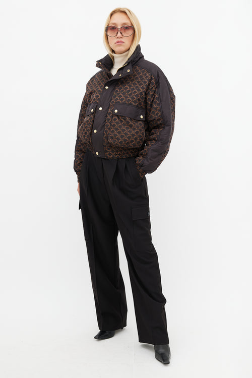 Celine Black & Brown Monogram Puffer Jacket