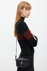 Celine Black & Burgundy Box On Strap Leather Bag