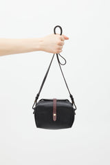 Celine Black & Burgundy Box On Strap Leather Bag