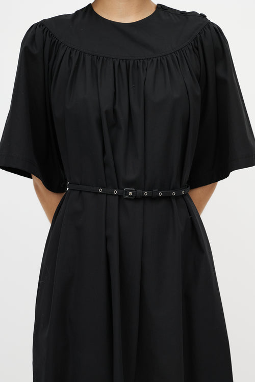 Celine Black Cotton Belted Shift Dress