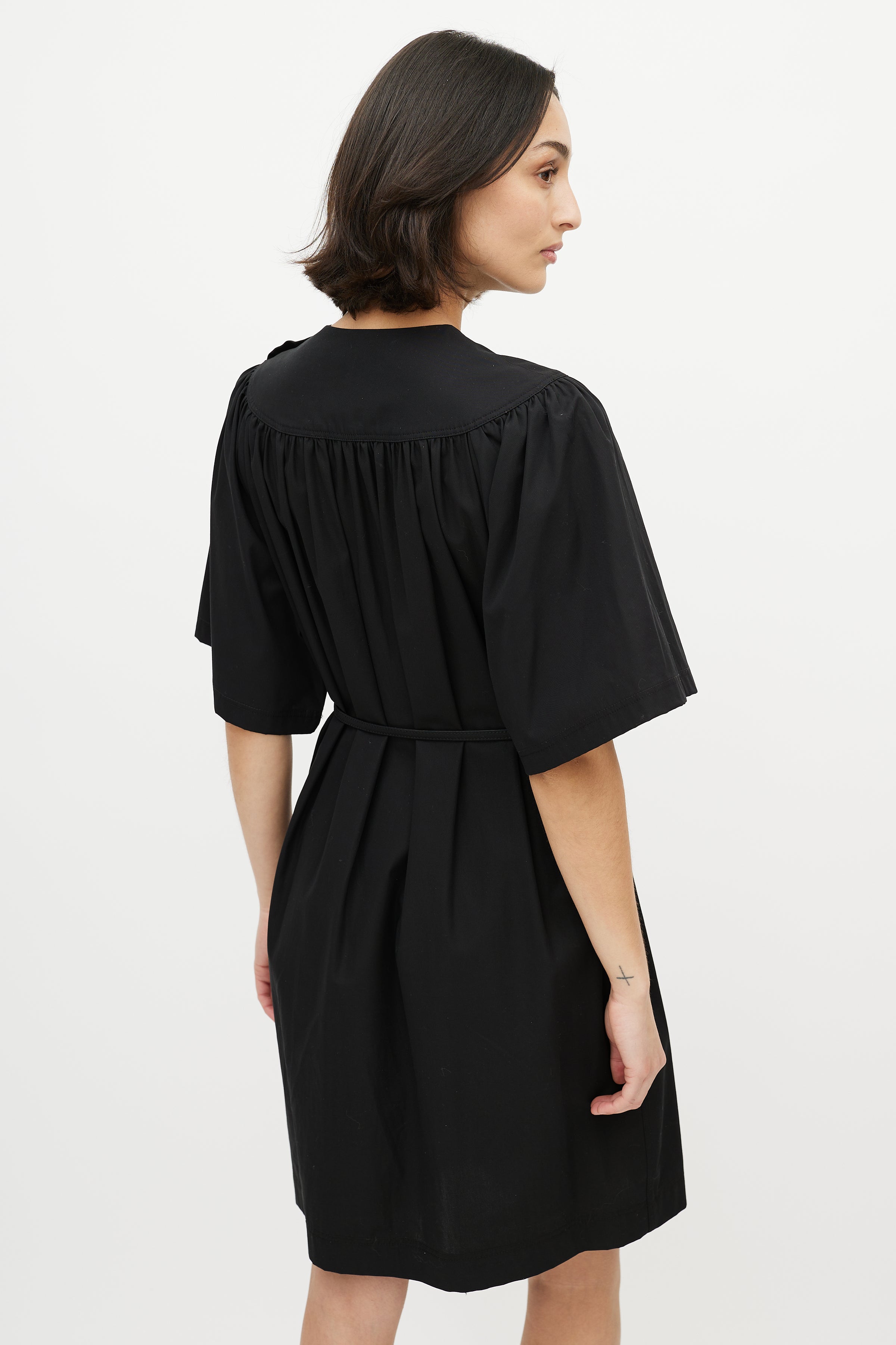 Celine // Black Cotton Belted Shift Dress VSP Consignment Celine // Black Cotton Belted Shift Dress VSP Consignment