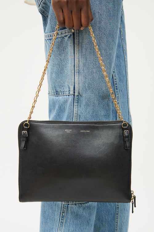 Celine Black Zip Around Chain Shoulder Bag