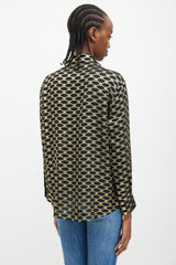 Celine Black & Gold Silk Triomphe Shirt