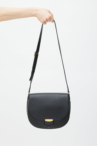 Celine Black & Gold Trotteur Leather Bag
