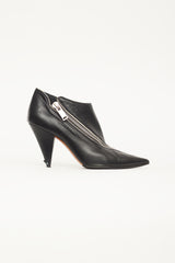 Celine Black Leather Asymmetric Zipper Boot