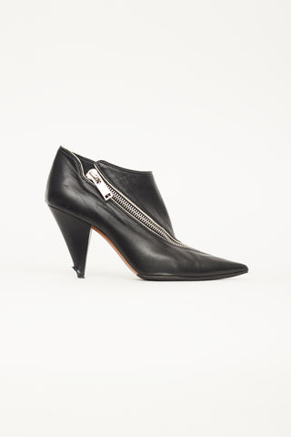 Celine Black Leather Asymmetric Zipper Boot