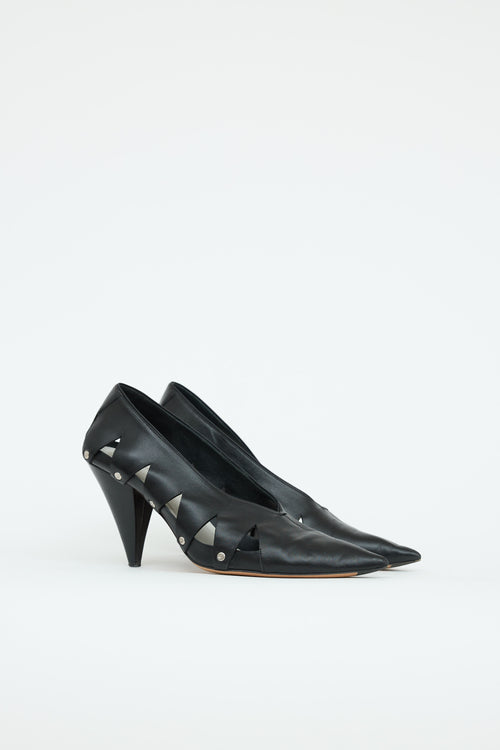 Celine Leather Cut-Out Pump