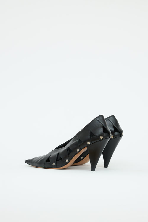 Celine Leather Cut-Out Pump