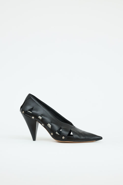 Celine Leather Cut-Out Pump