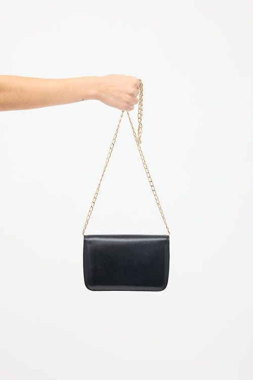 Celine Vintage Black & Gold Triomphe Chain Crossbody Bag