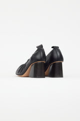 Celine Black Leather Ballerina Heeled Pump