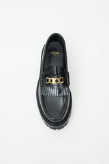 Celine Black Leather & Gold Triomphe Margaret Loafer