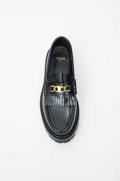 Celine Black Leather & Gold Triomphe Margaret Loafer