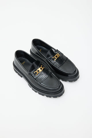 Celine Black Leather & Gold Triomphe Margaret Loafer