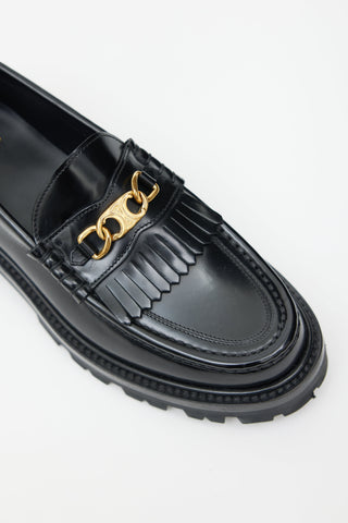Celine Black Leather & Gold Triomphe Margaret Loafer