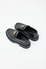 Celine Black Leather & Gold Triomphe Margaret Loafer