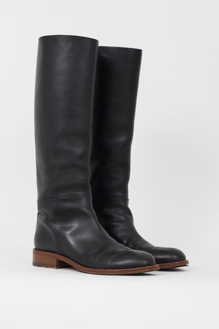 Celine Black Leather Knee High Boot