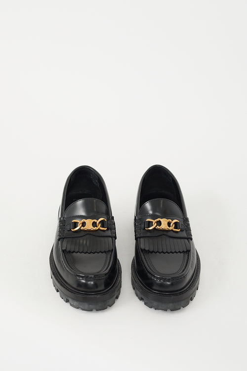 Celine Black Leather Margaret Fringe Loafer