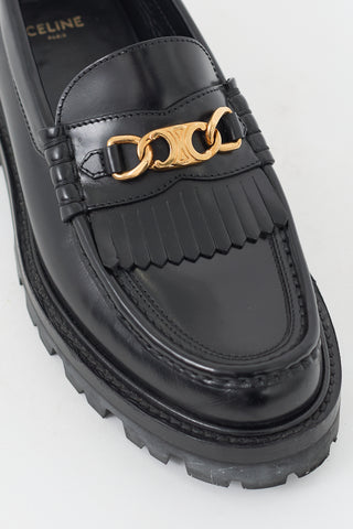 Celine Black Leather Margaret Fringe Loafer