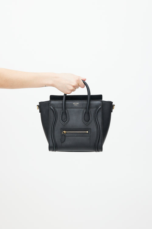 Celine Black Leather Nano Luggage Bag