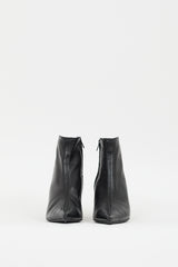Celine Black Leather Pointed Ankle  Boot