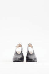 Celine Black Leather Pointed Slingback Heel