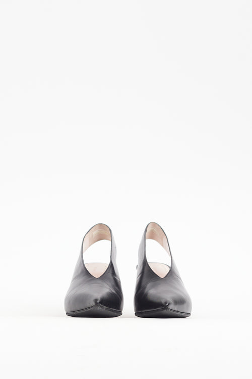 Celine Black Leather Pointed Slingback Heel