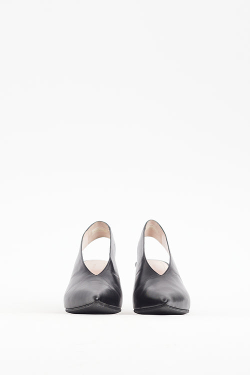 Celine Black Leather Pointed Slingback Heel