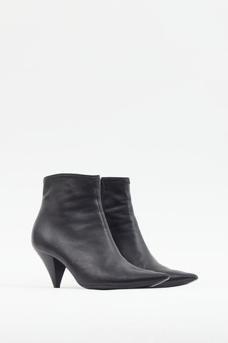 Celine Black Leather Pointed Toe Boot