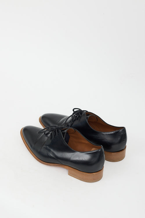 Celine Black Leather Pointed Toe Oxford