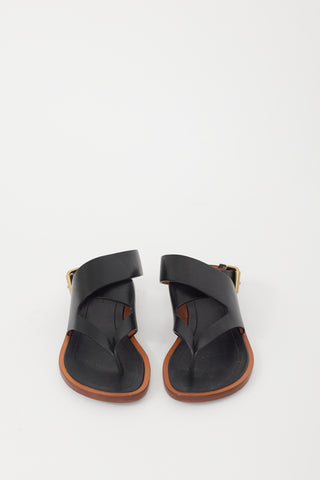 Celine Black Leather Strappy Sandal