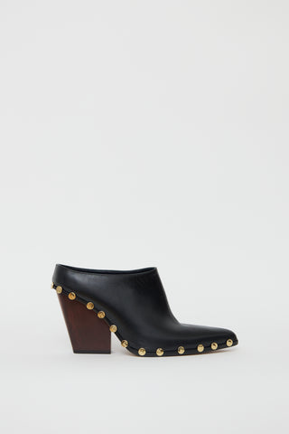 Celine Black Leather Studded Mule