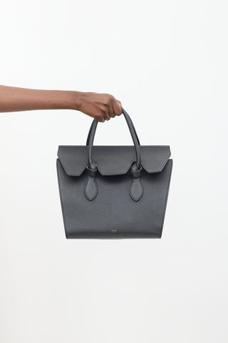 Black Leather Tie Knot Tote