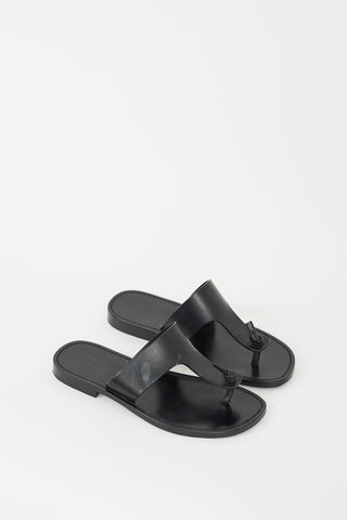 Celine Black Leather Knotted T-Strap Sandal