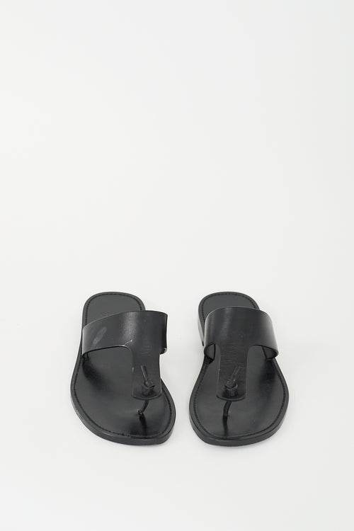 Celine Black Leather Knotted T-Strap Sandal