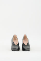 Celine Black Leather V-Neck Pump