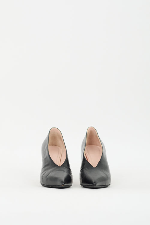 Celine Black Leather V-Neck Pump