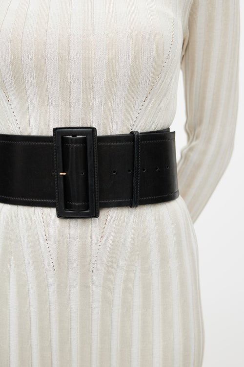 Celine Black Leather Wide Waist Belt