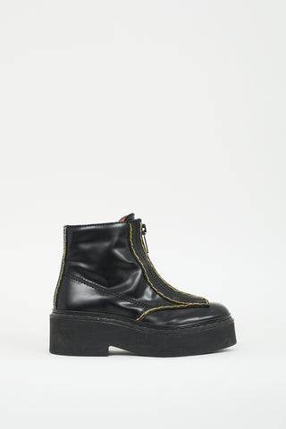 Celine Black Leather Zip Ankle Boot