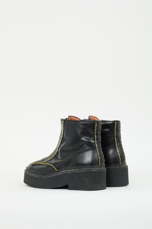 Celine Black Leather Zip Ankle Boot