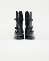 Celine Black Leather Zip Front Boot