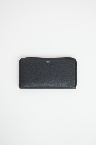 Celine Black Leather Zip Continental Wallet