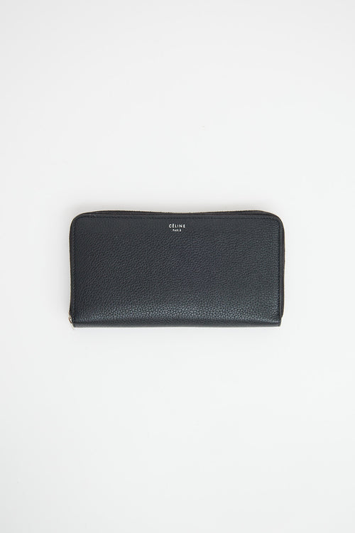 Celine Black Leather Zip Continental Wallet