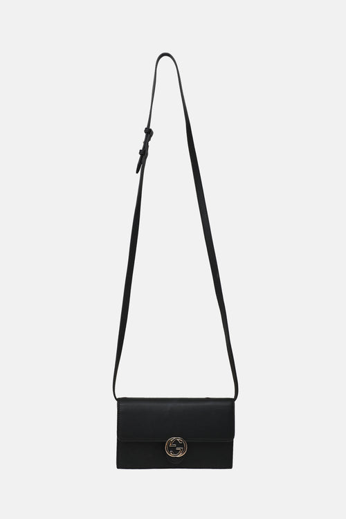 Leather Interlocking GG Wallet on Strap