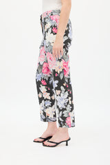 Celine Black & Multicolour Cotton Floral Cropped Trouser