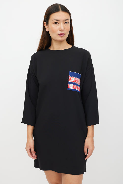 Celine Black & Multicolour Shirt Dress