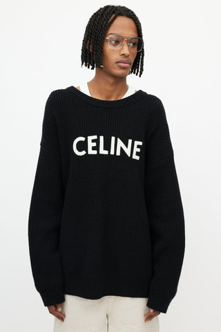 Celine Black Oversized Logo Sweater